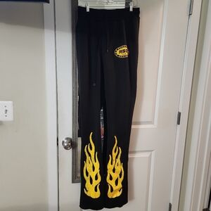 Rockstar Original Black  Flame-Print Sweatpants with Yellow Graphics Size Large